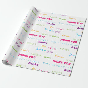 Thank You Many Languages Colourful Text Wrapping Paper