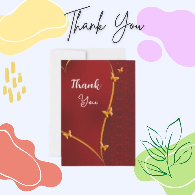 Thank You Map, Red Gold Heart Greeting Card (Creator Uploaded)