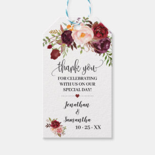 Thank you marsala bridal shower favour tag