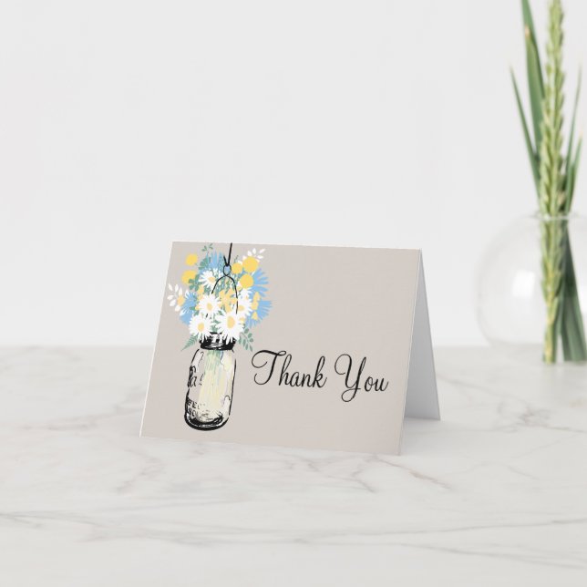 Thank You Mason Jar and Wildflowers Card (Front)