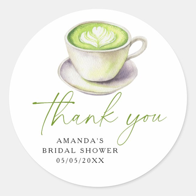  Thank you Matcha Tea Bridal shower  Classic Round Sticker (Front)