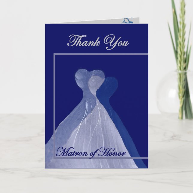 THANK YOU Matron of Honour - BLUE Gowns Card (Front)