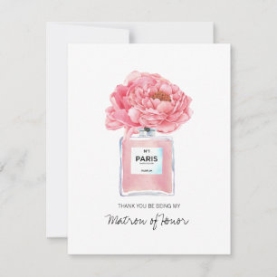 Thank You Matron of Honour Pink Peony Perfume Card