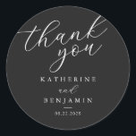 Thank You Matte Black Minimalist Wedding Classic Round Sticker<br><div class="desc">Create your own personalised wedding stickers cards featuring modern monogram typography and minimalist graphic design in matte black colour.</div>