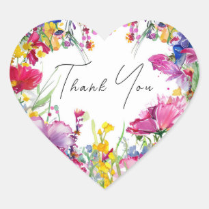 ❤️THANK YOU🌻💗🌹 Meadow Blooms Collection Heart Sticker