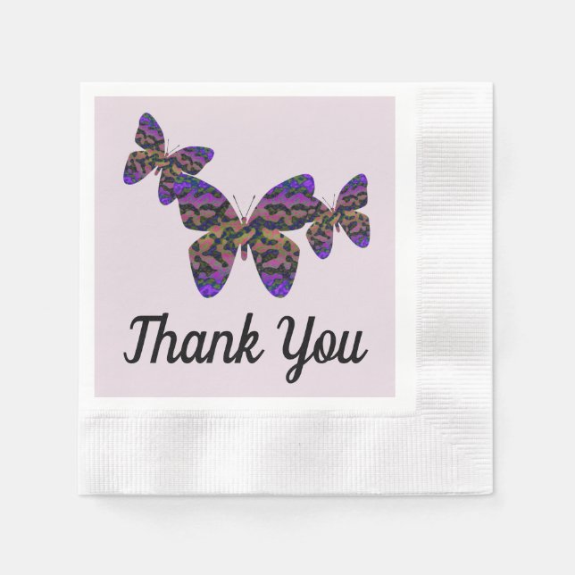 Thank You Meal Colourful Butterflies Appreciation Napkin (Front)