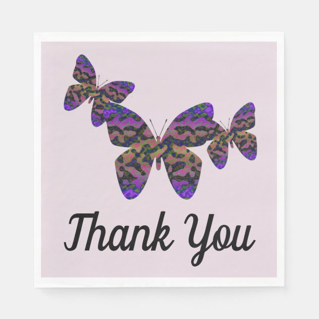 Thank You Meal Colourful Butterflies Appreciation Napkin (Front)