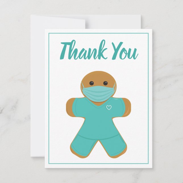 Thank You Medical Nurse Doctor Gingerbread Man Card (Front)