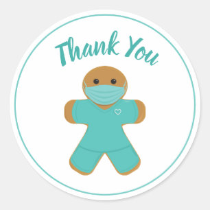 Thank You Medical Nurse Doctor Gingerbread Man Classic Round Sticker