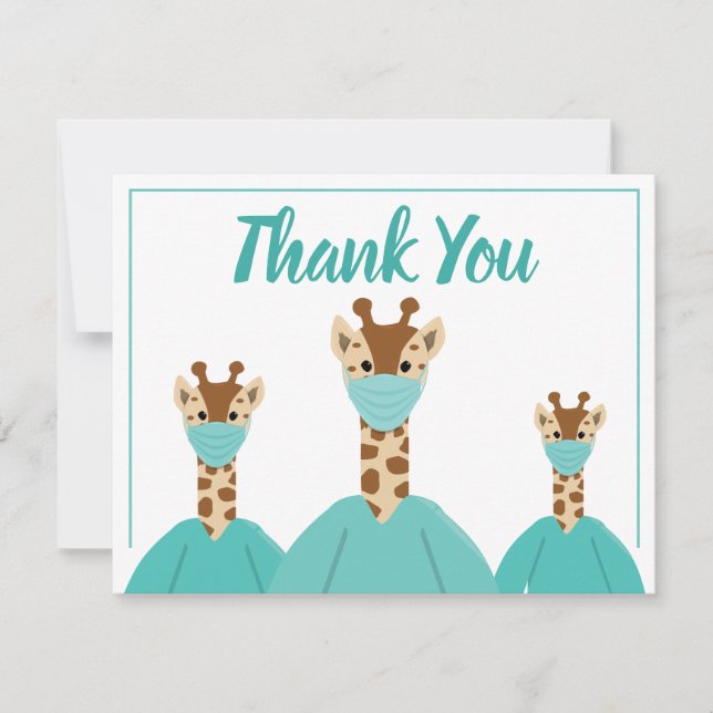 Thank You Medical Nurse Doctor Giraffe Cartoon Card (Front)