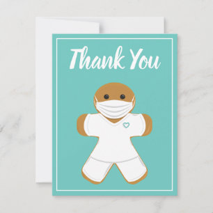 Thank You Medical White Scrubs Gingerbread Man Card