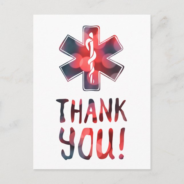 thank you medical workers bokeh postcard (Front)