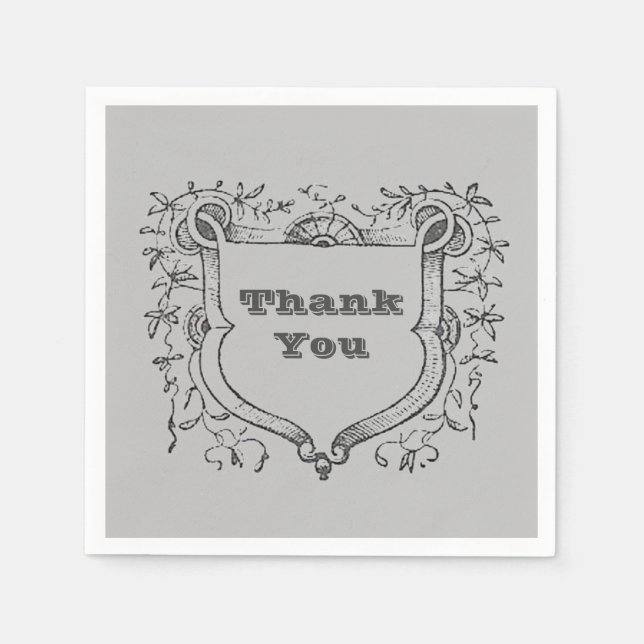 Thank You Medival Ornate Shield Appreciation Meal Napkin (Front)
