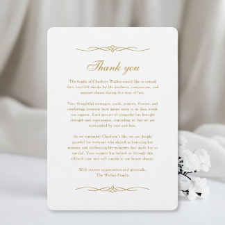 Thank you - Memorial After Funeral White Ornament Card