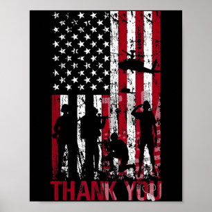 Thank you memorial day military flag distressed poster