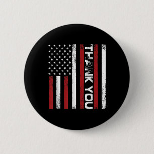Thank You Memorial Day Retro American Flag Salute  6 Cm Round Badge