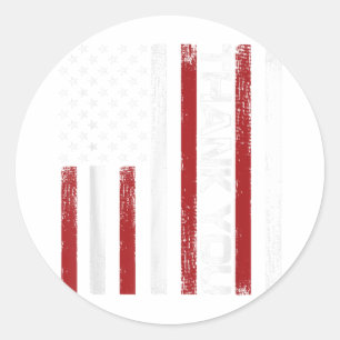 Thank You Memorial Day Retro American Flag Salute Classic Round Sticker