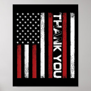 Thank You Memorial Day Retro American Flag Salute  Poster