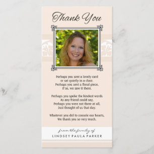 Thank You Memorial Peach & White Photo Card