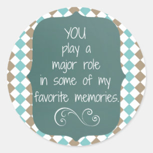 Thank You Memories Quote Classic Round Sticker