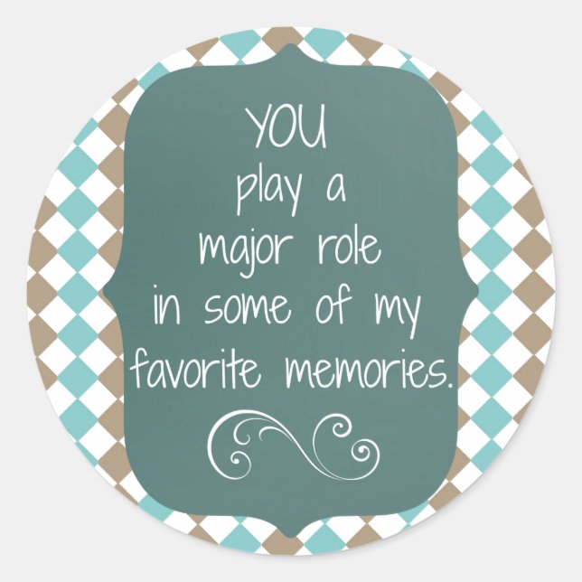 Thank You Memories Quote Classic Round Sticker (Front)