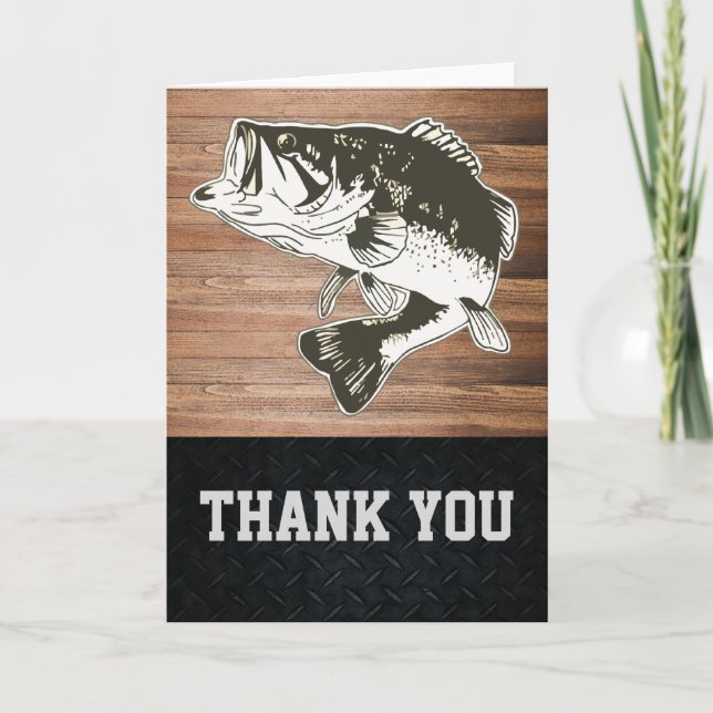 Thank You Men's Bass Fishing Rustic Sports Hobby (Front)