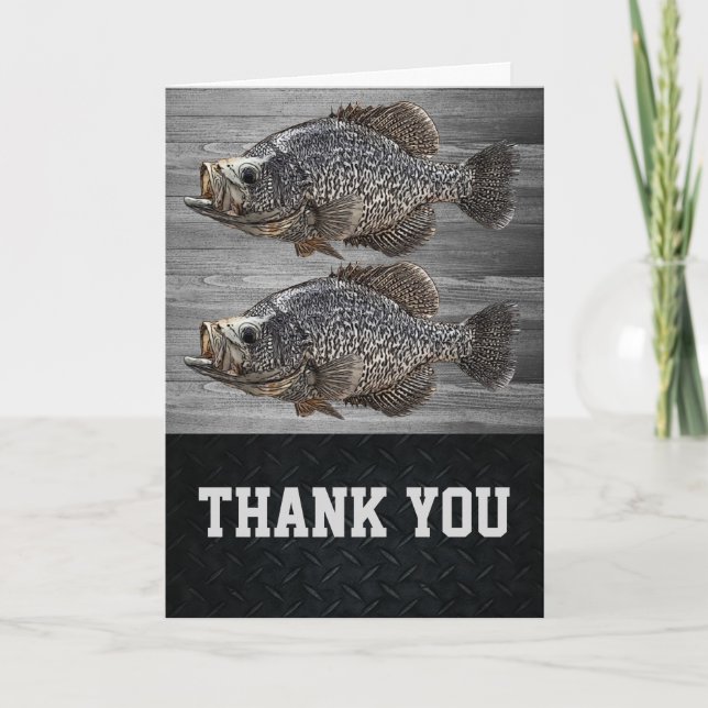 Thank You Men's Crappie Fishing Rustic Sports Card (Front)