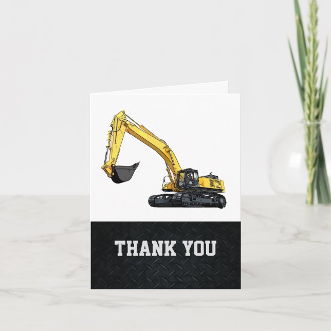 Thank You Men's Excavator Note Card Construction (Front)