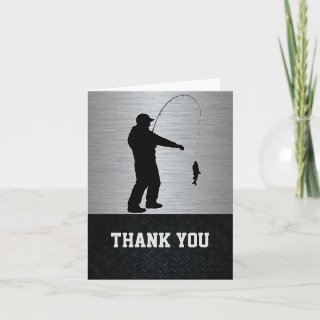 Thank You Men's Fishing Note Card (Front)