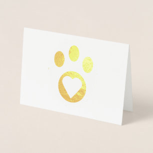 Thank You Meowy Cat Paw Heart Cute Personalise Foil Card
