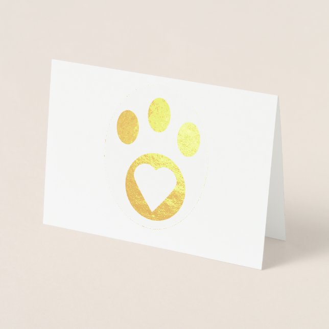 Thank You Meowy Cat Paw Heart Cute Personalise Foil Card (Front)