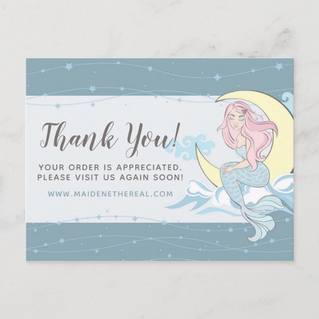 Thank You Mermaid Moon & Stars Mystical Boutique Postcard (Front)