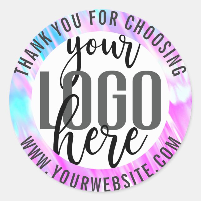 Thank You Mermaid Purple Holographic Business Logo Classic Round Sticker (Front)