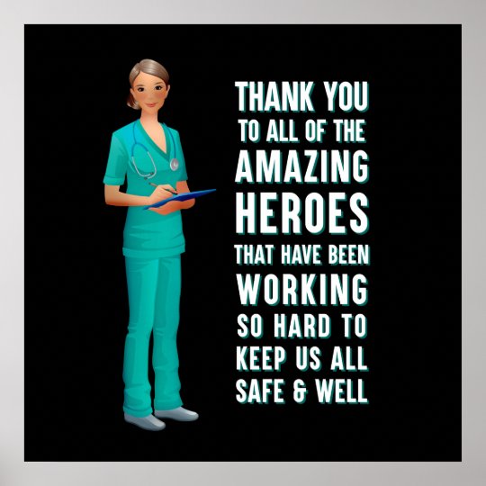 Thank You Message To Essential Heroes Poster | Zazzle.co.uk