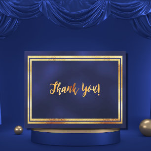 Thank you milestone birthday navy blue gold postcard