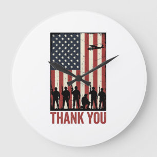 Thank You Military American Flag Shirt Design_1 Large Clock
