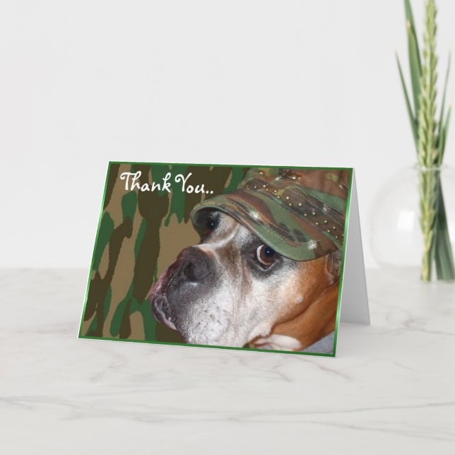 Thank You Military boxer dog greeting card (Front)