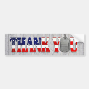 Thank You military dog tags on wood Bumper Sticker