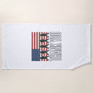 Thank You Military Flag Silhouette Vintage Shirt D Beach Towel