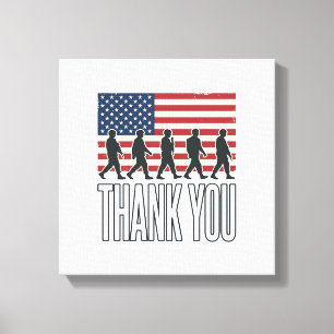 Thank You Military Flag Silhouette Vintage Shirt D Canvas Print