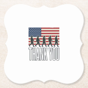 Thank You Military Flag Silhouette Vintage Shirt D Paper Coaster
