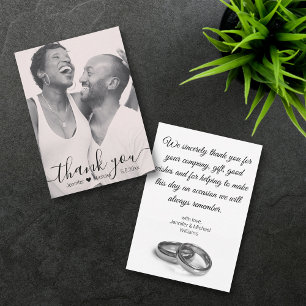 thank you minimal black & white wedding photo card