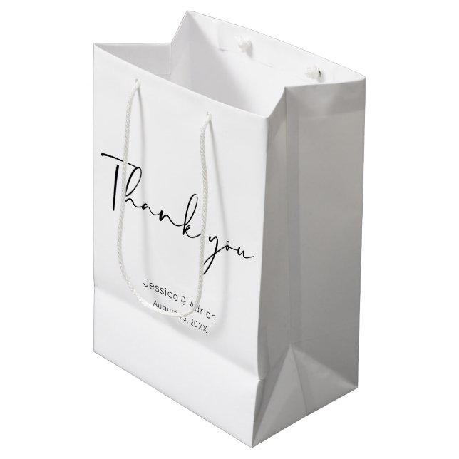 Thank You Minimal Script Medium Gift Bag (Front Angled)