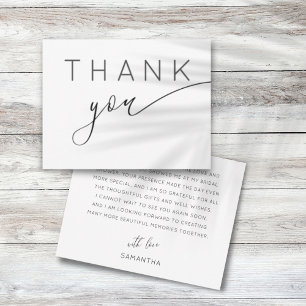 Thank you Minimalist Black & White Bridal Shower  Card