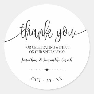 Thank you minimalist bridal shower wedding classic round sticker