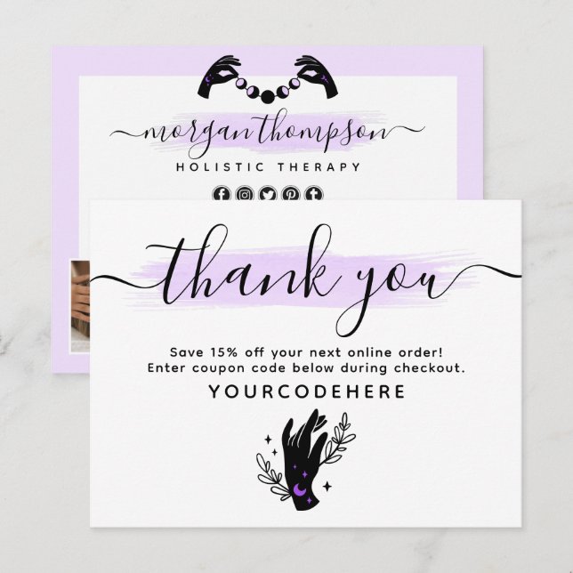 Thank You Minimalist Hands Moon Logo 4-Photo Flyer Postcard (Front/Back)