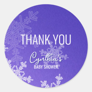 Thank you Minimalist Indigo Snowflakes Pattern  Classic Round Sticker