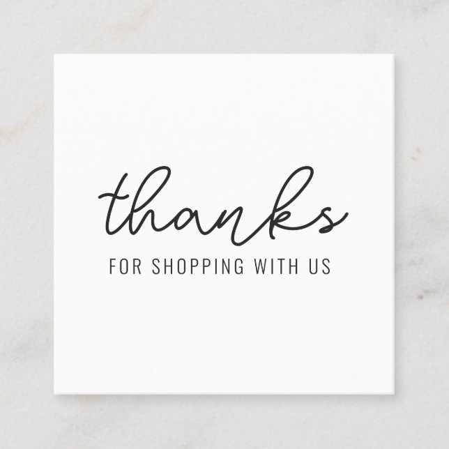 Thank You Minimalist Modern Square Business Card (Front)