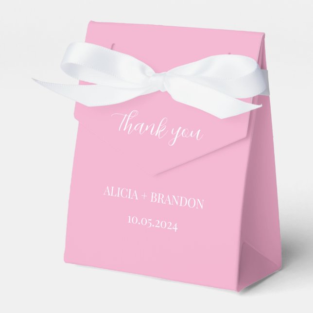 Thank you Minimalist Pink Wedding Modern Favour Box (Front Side)