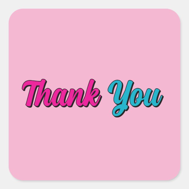 Thank You Minimalist Professional Modern Elegant Square Sticker (Front)